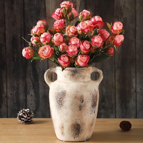 Farmhouse Ceramic Vase with Handle 97 Inch