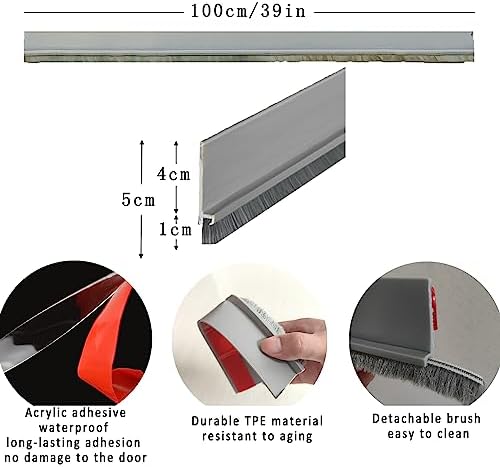 Yingd Door Draft Stopper with Brush 39 Inch Rubber Door Sweep