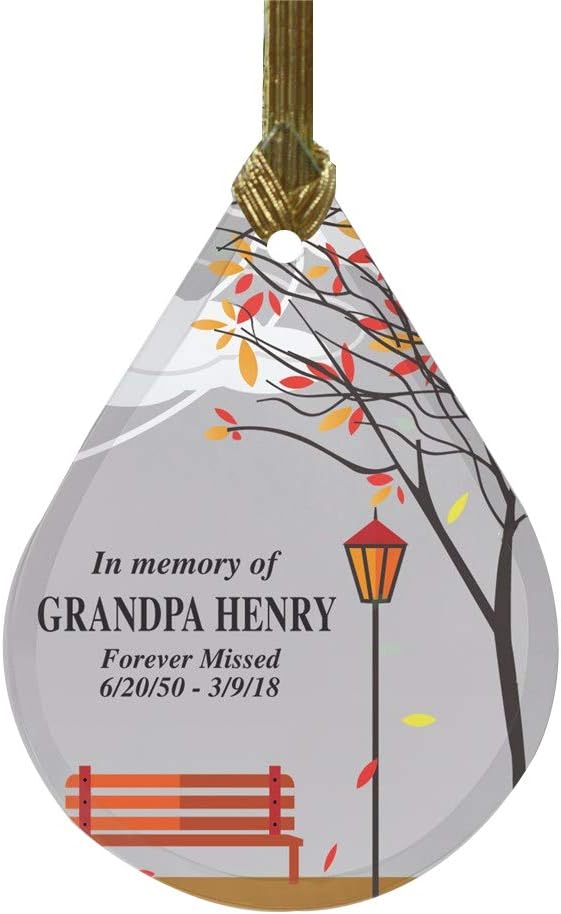 GiftsForYouNow Empty Bench Memorial Tear Drop Glass Ornament