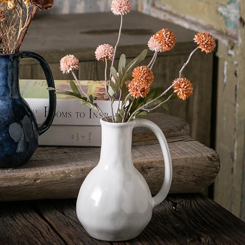 Tanvecle White Ceramic Vase with Big Handles