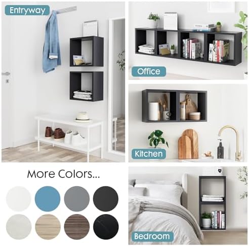 Kaboon Cube Shelves Set 2 Black Wall Mount