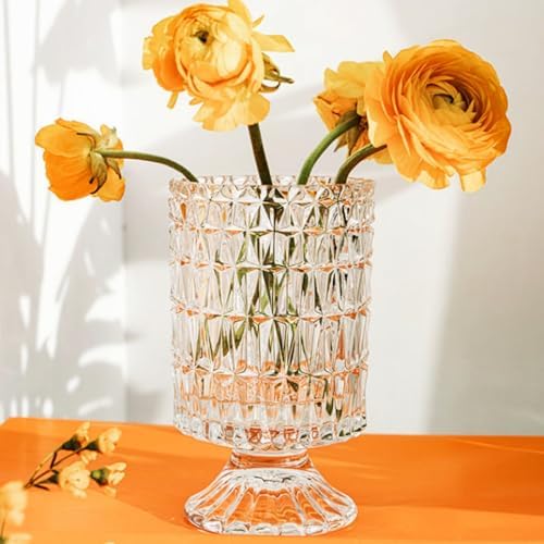 Goaste 3 Pack Embossed Glass Vases with Ribbed Patterns