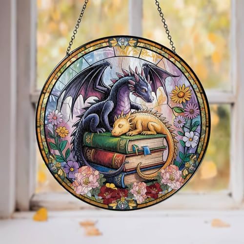 Fantasy Dragon Book Suncatcher - Gothic Decor