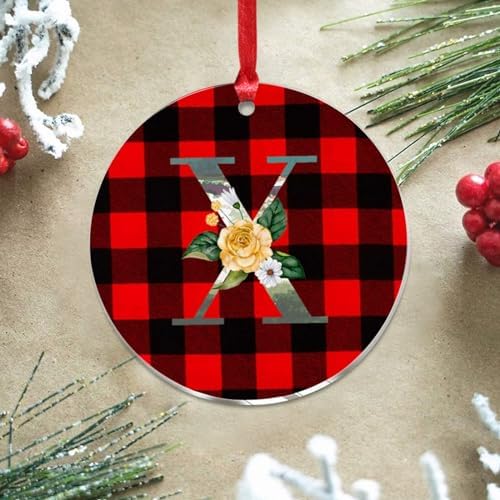 Acrylic Christmas Ornaments 2023 Blue Green Aqua Initial Letter X Monogram Decor