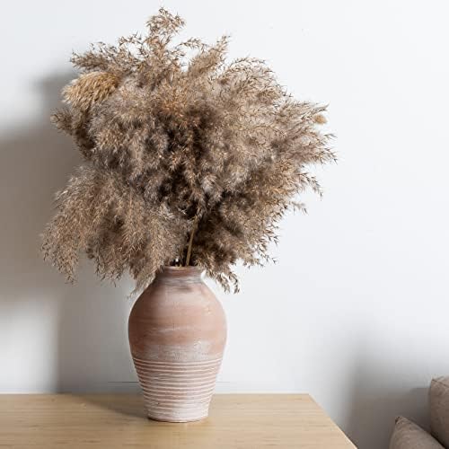 LUKA Ceramic Farmhouse Vase 92 Inch Whitewashed Terracotta