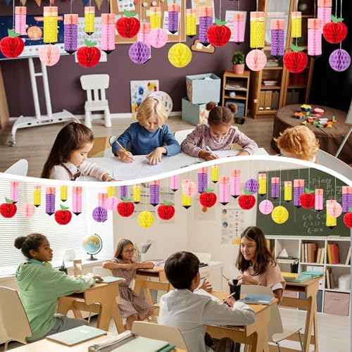 18 Pcs Pencil Apple Hanging Decorations Set