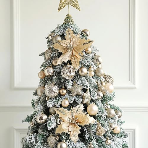 54Pcs Assorted Champagne Gold Xmas Tree Balls Ornaments Set