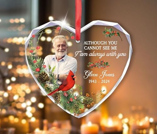 Custom Photo Memorial Glass Ornament for Mom Dad