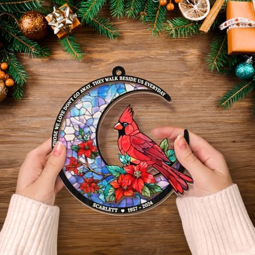 Personalized Memorial Suncatcher Ornament Custom Window Hanging Keepsake Loss of Loved Ones Sympathy Christmas Decor