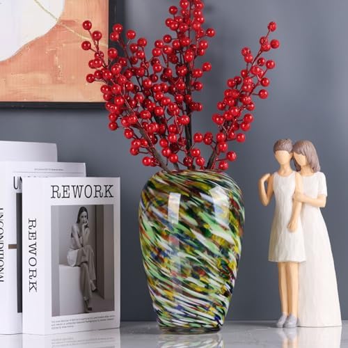 9 Tall Yellow Hand Blown Glass Vase for Home Decor