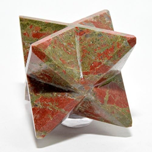 HQRP HC Set 67mm 8 Point Unakite Merkaba Star with Clear Quartz Cabochon