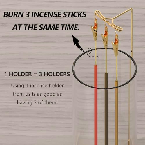 HaisWonsa Incense Holder Ash Catcher - Gold Modern Metal Vertical Burner for Sticks