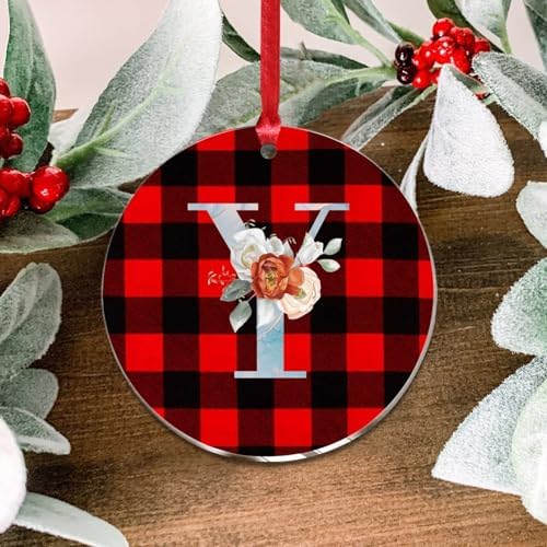 Acrylic Christmas Ornaments 2023 Initial Letter Y Blue Monogram Decorative Hanging Bauble