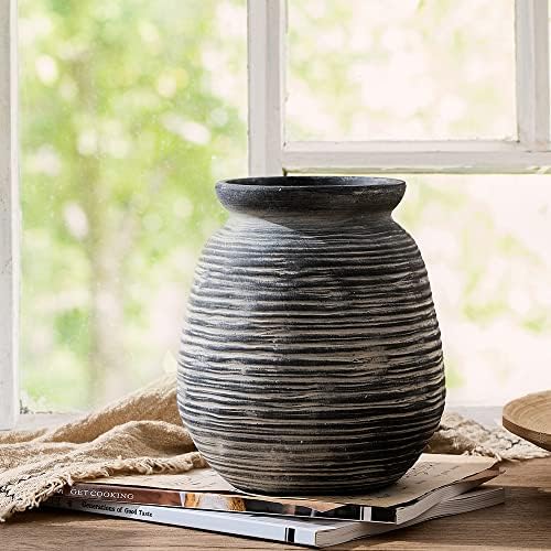 SIDUCAL Ceramic Rustic Farmhouse Vase 73 Inch Black