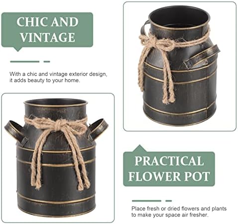 Retro Iron Bucket Vase - Black 629 X 59 X 433 Inch