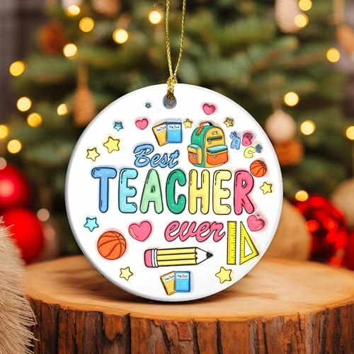 Ceramic Teacher Ornament 2024 3D Teacher Appreciation Keepsake Gift