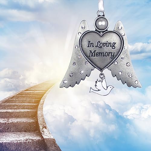 Sympathy Gift Angel Wings Ornament with Heart Engraving