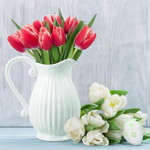 Yardwe White Ceramic Pitcher Vase 79 Inch
