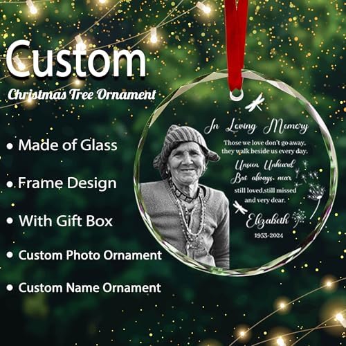 Personalized Photo Memorial Crystal Glass Christmas Ornament