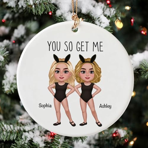 You So Get Me Besties Sisters Bunny Ears Ceramic Ornament
