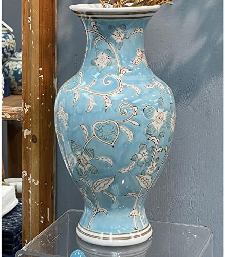 Galt International Chinoiserie Vase 14 Light Blue and White