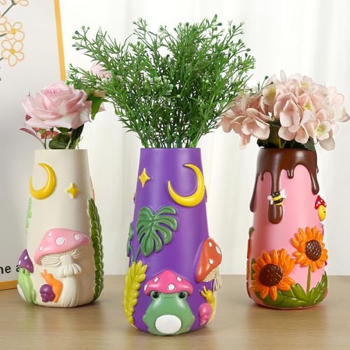 GUGUGO Cute Frog Garden Vase 8 Inch Purple Back
