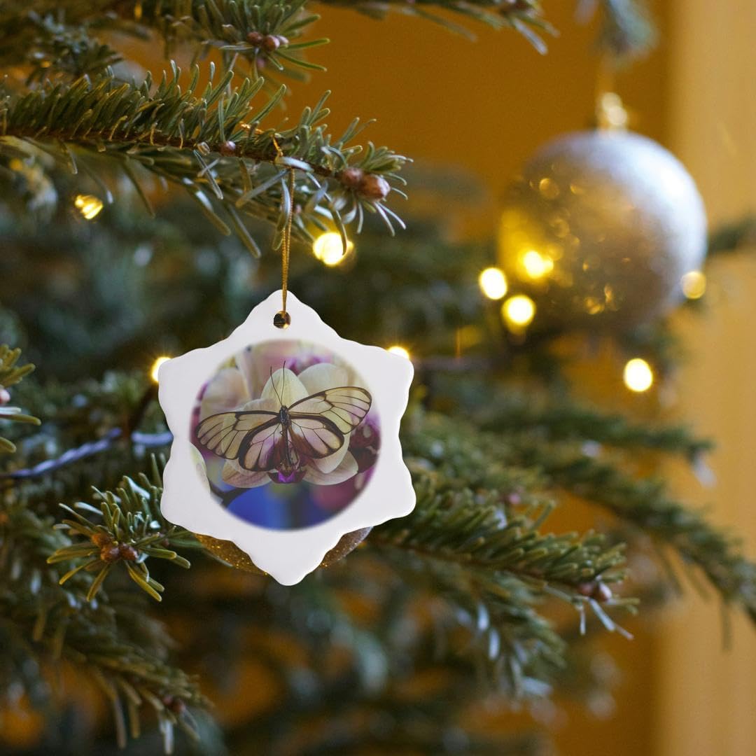 3 Inch Snowflake Porcelain Ornament with Gold String