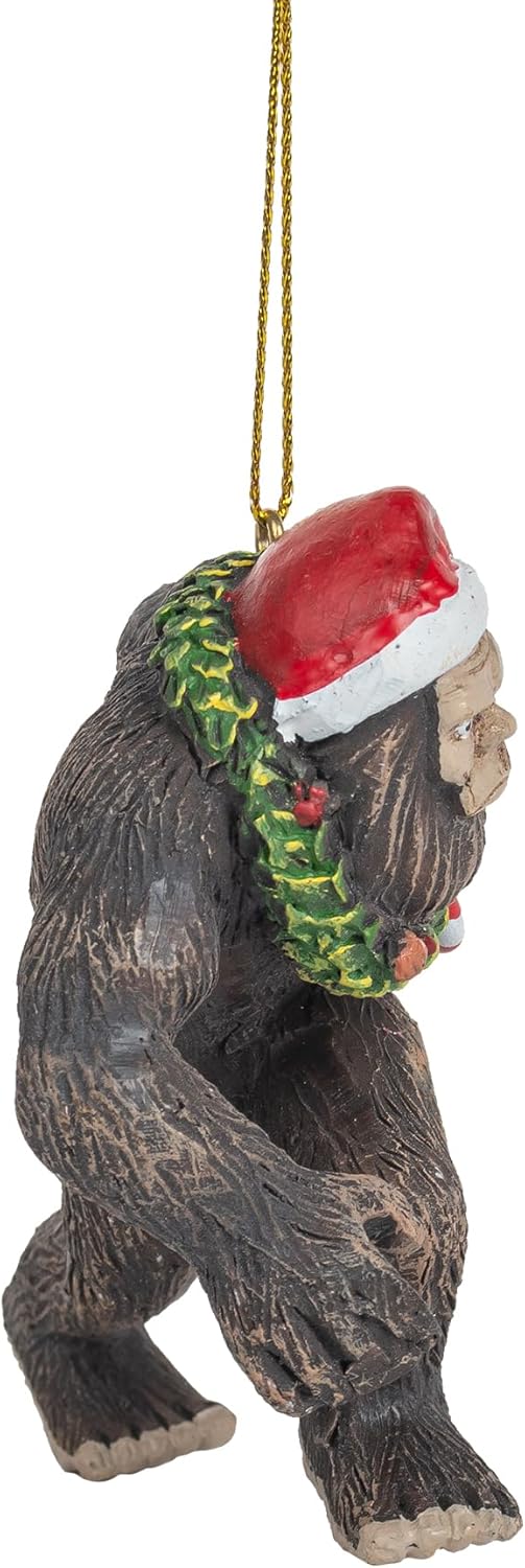 Bigfoot Wearing Santa Hat Ugly Christmas Tree Ornament