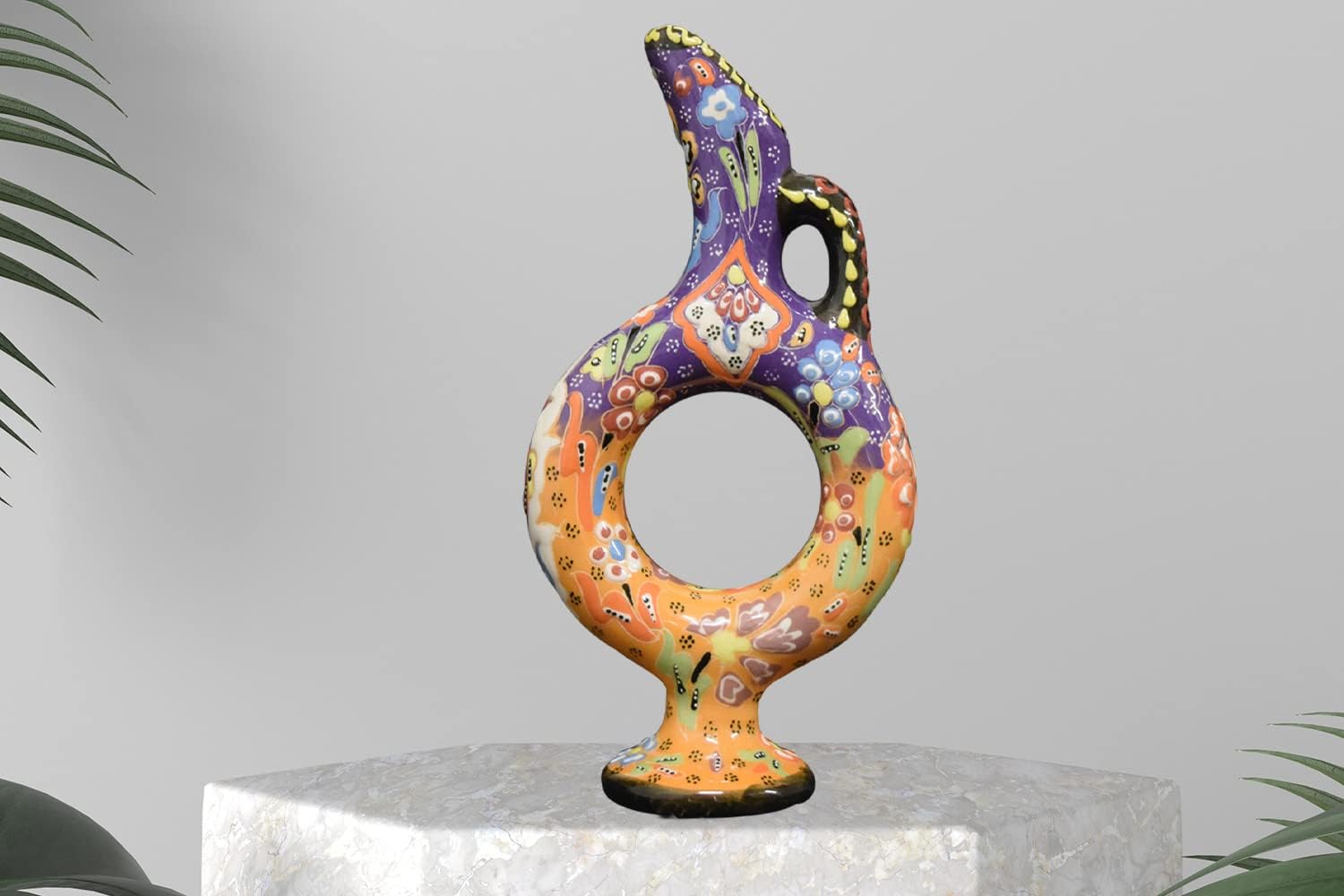 EliPOT Medium Ceramic Hittite Vase Light Orange Purple