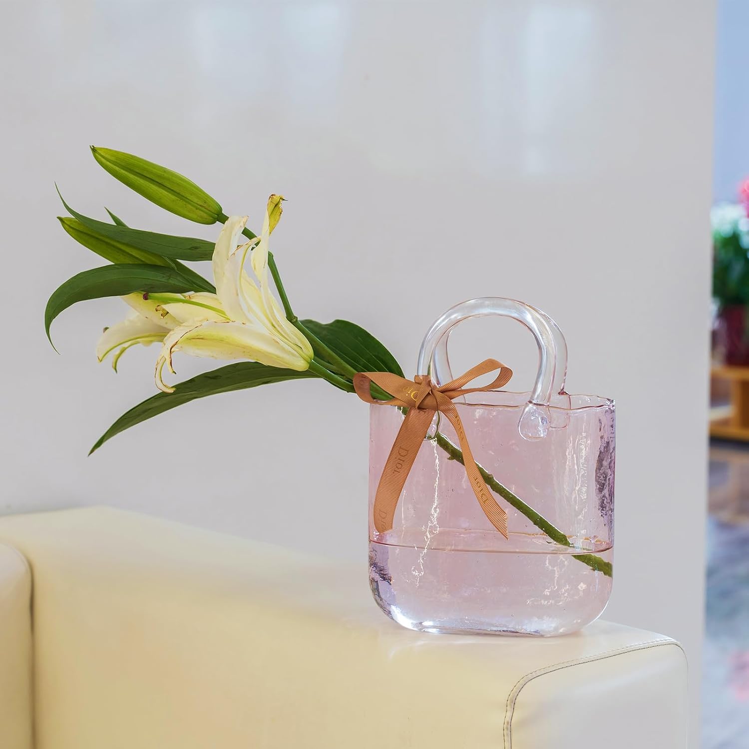 106 Inch Clear Glass Vase with Bubble Design for Valentines Day and Wedding Anniversaries