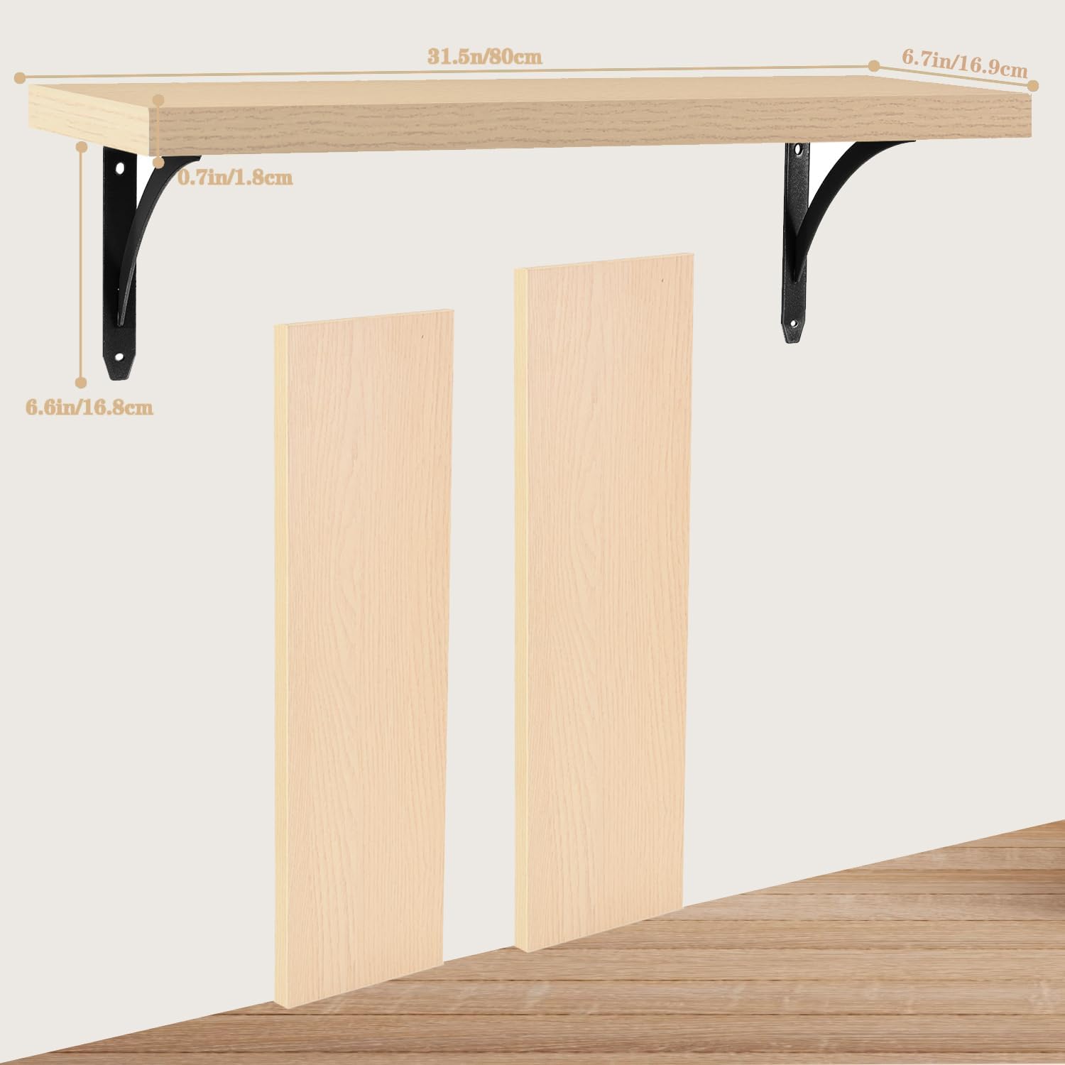 White Oak Floating Shelves 315 in Heavy Duty Set of 2