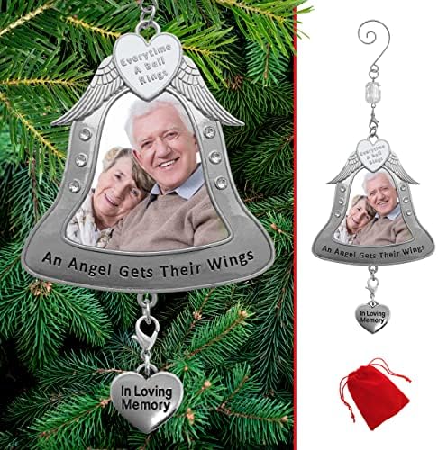 Loving Memory Photo Christmas Ornament with Angel Wings