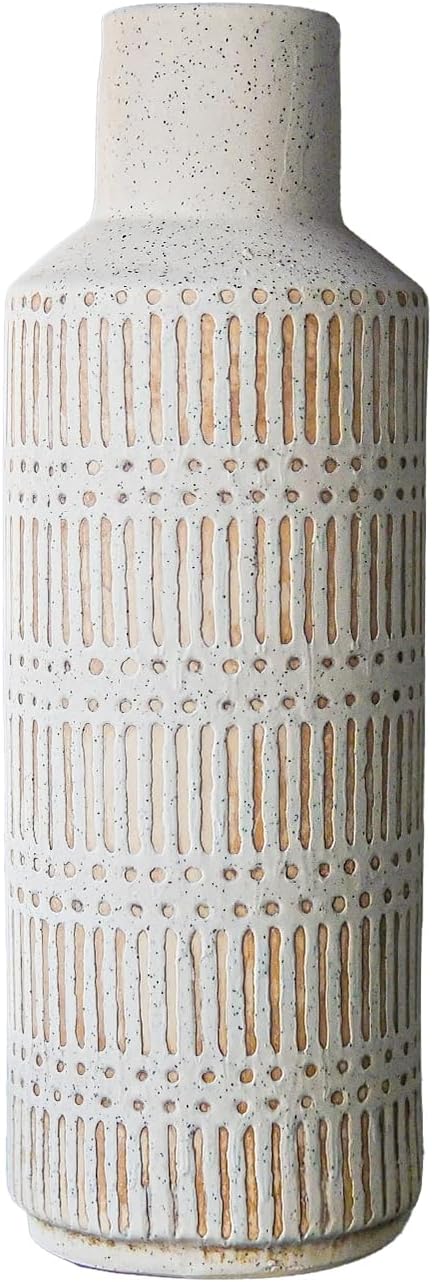 LIZOFER Rustic Ceramic Vase 1102 Inch Antique White