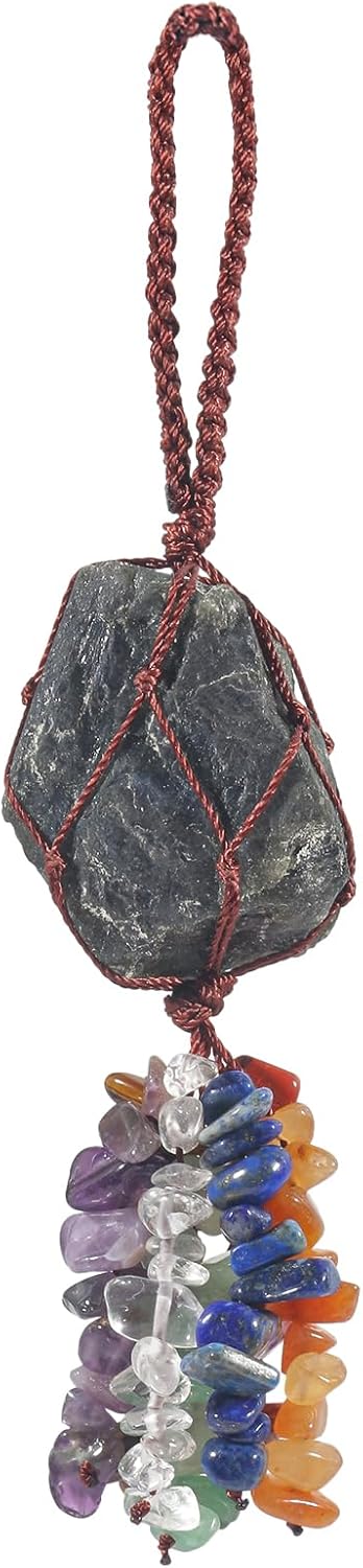 Loveliome Rough Gemstone 7 Chakras Hanging Crystal Decor