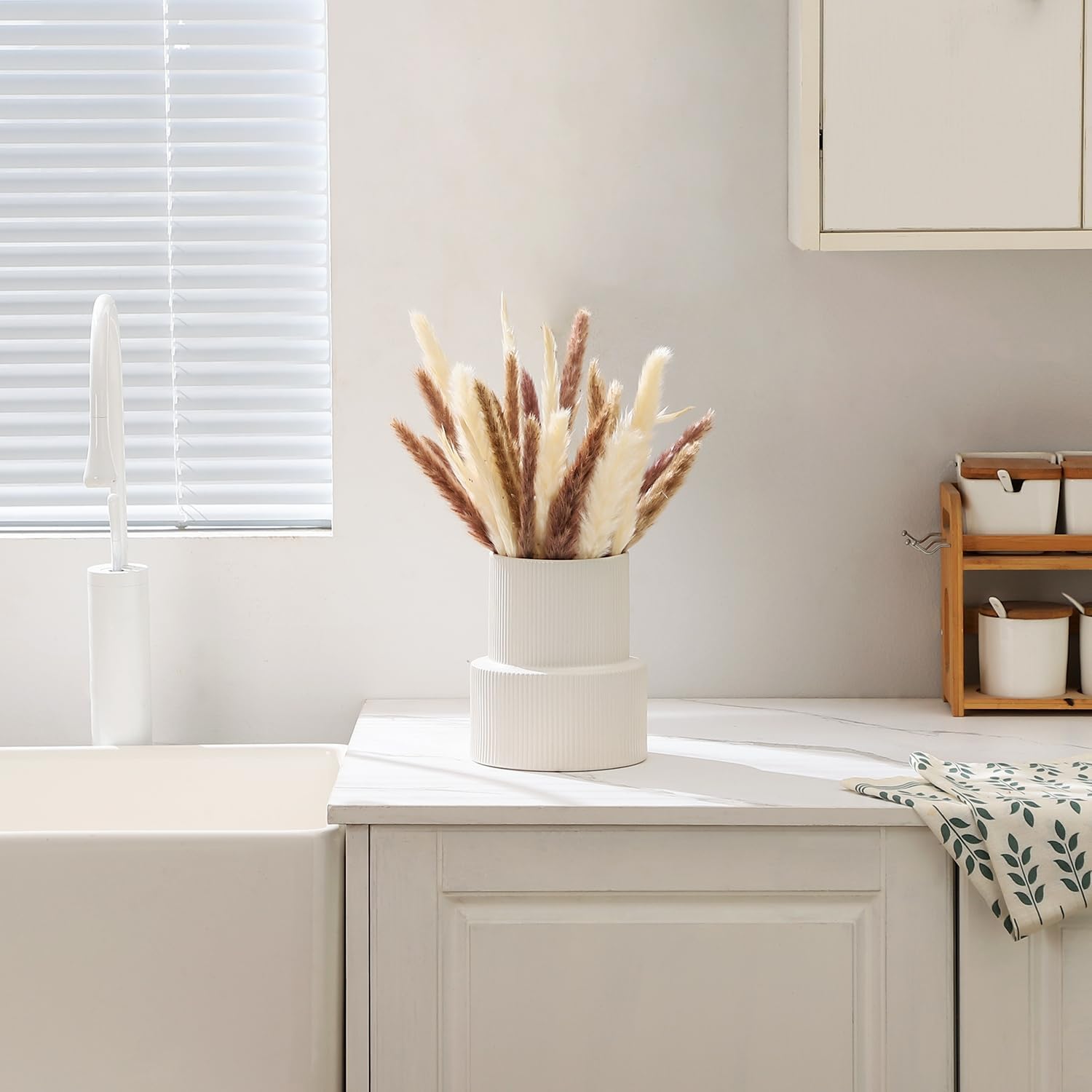 White Ceramic Flower Vase 75 Inches Tall for Home Decor