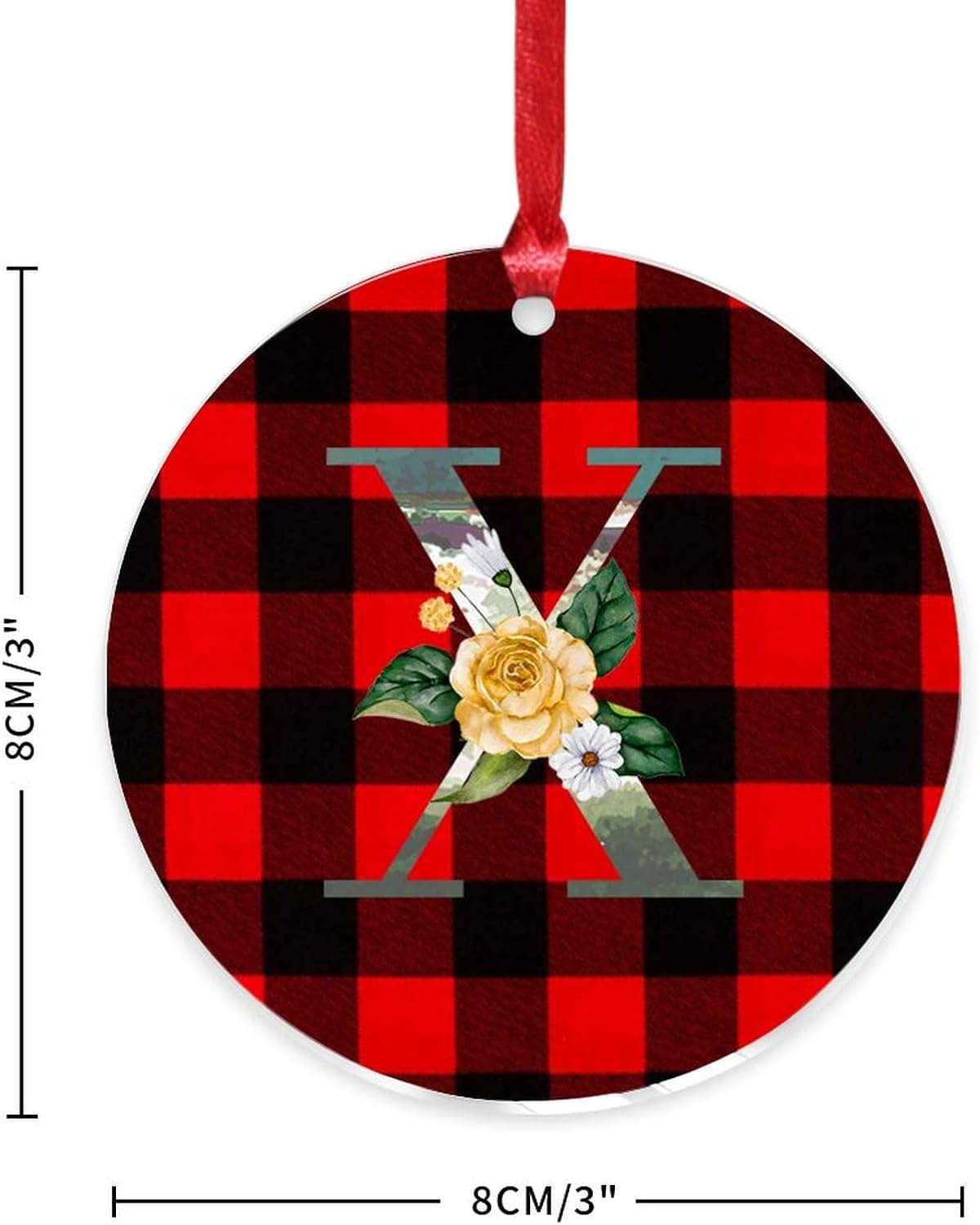 Acrylic Christmas Ornaments 2023 Blue Green Aqua Initial Letter X Monogram Decor