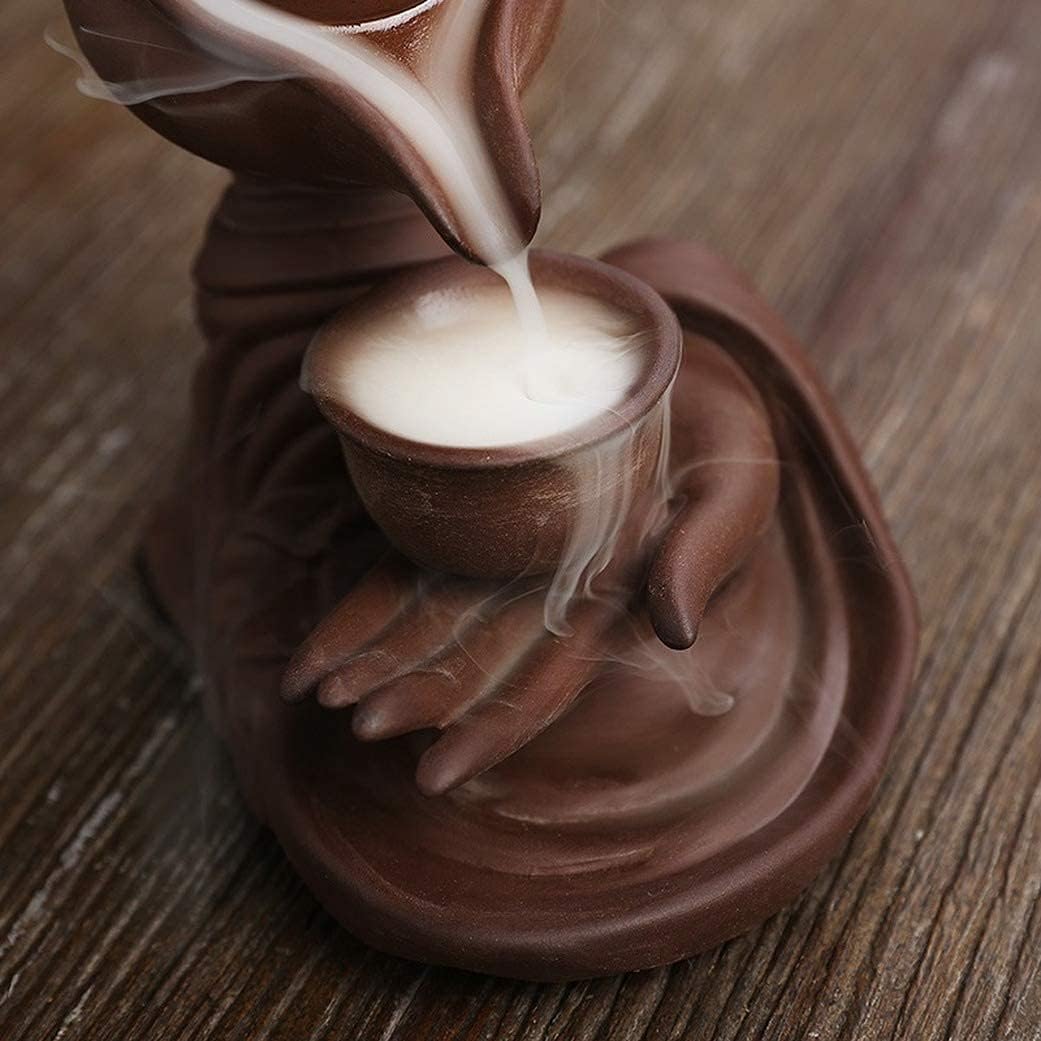 FIYOEO Buddha Hand Backflow Incense Burner Ceramic Teapot Shaped Holder