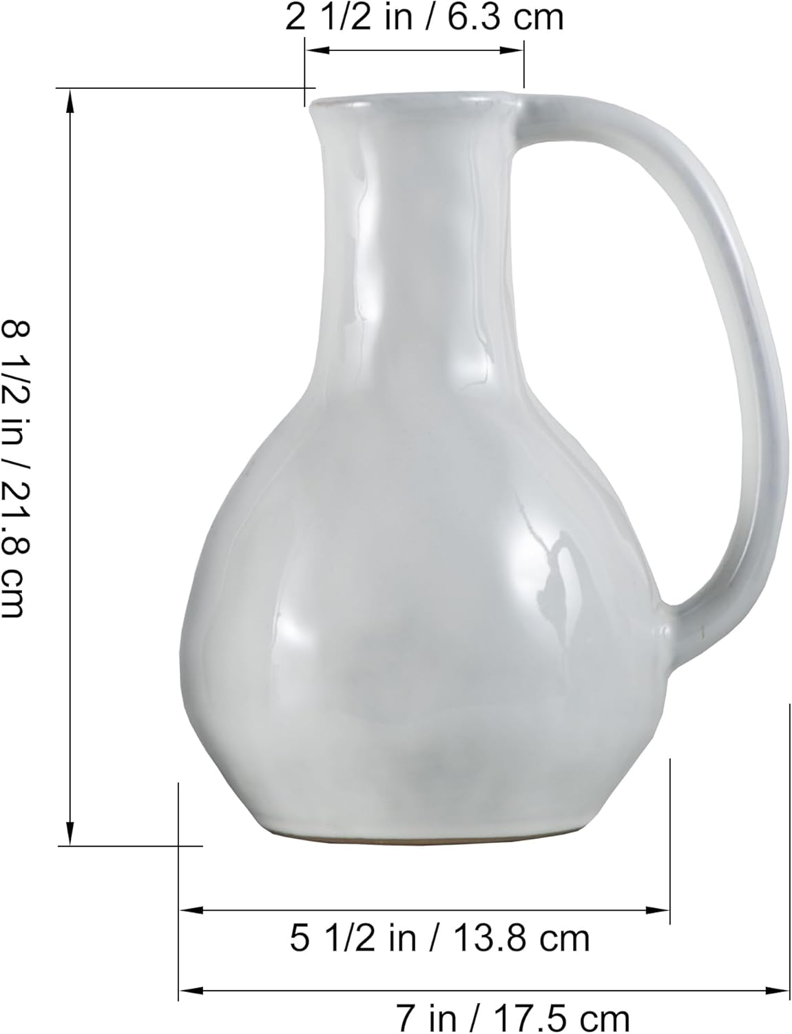 Tanvecle White Ceramic Vase with Big Handles