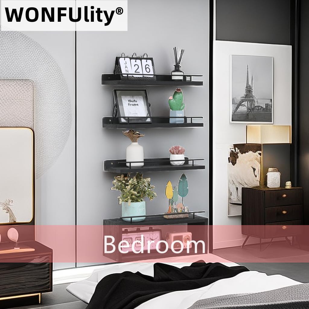WONFUlity Floating Bathroom Shelves with Toilet Paper Holder