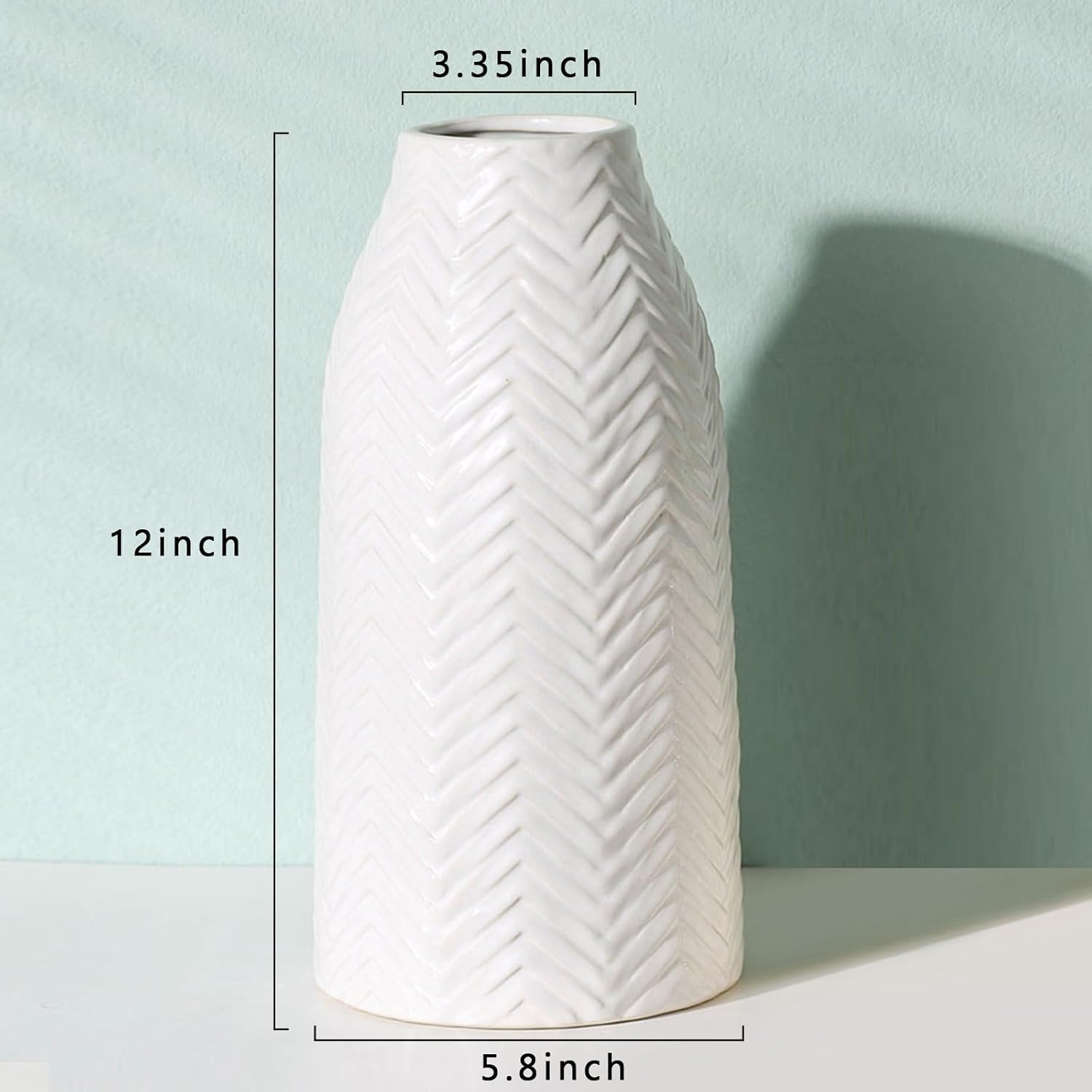 Hjn White Ceramic Vase for Flowers and Decor