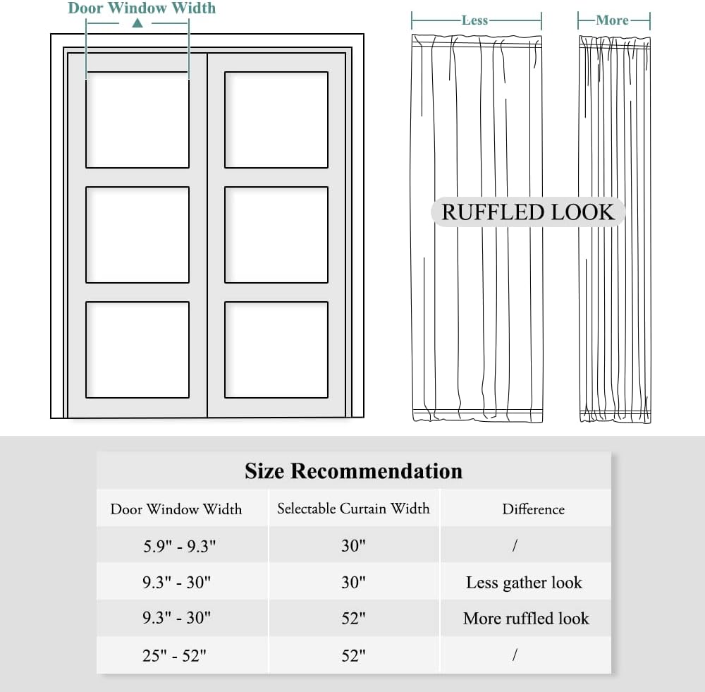 PONY DANCE Door Window Panel - 52W x 72L Soft Beige Linen Faux Textured Rod Pocket Blinds