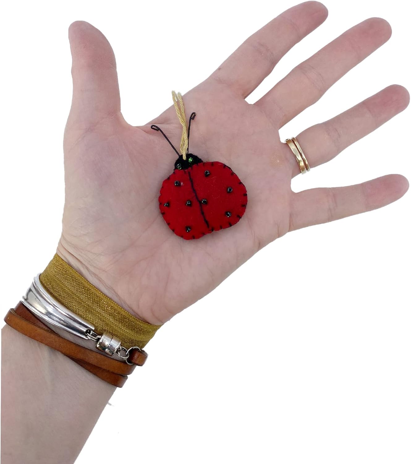 Honey Bee Ladybug Ornaments Set of 2