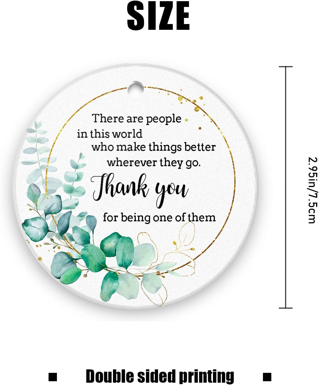 Thank You Christmas Tree Ornament Keepsake Collectible - Appreciation Gift 3in Ceramic Ornament with Gift Box