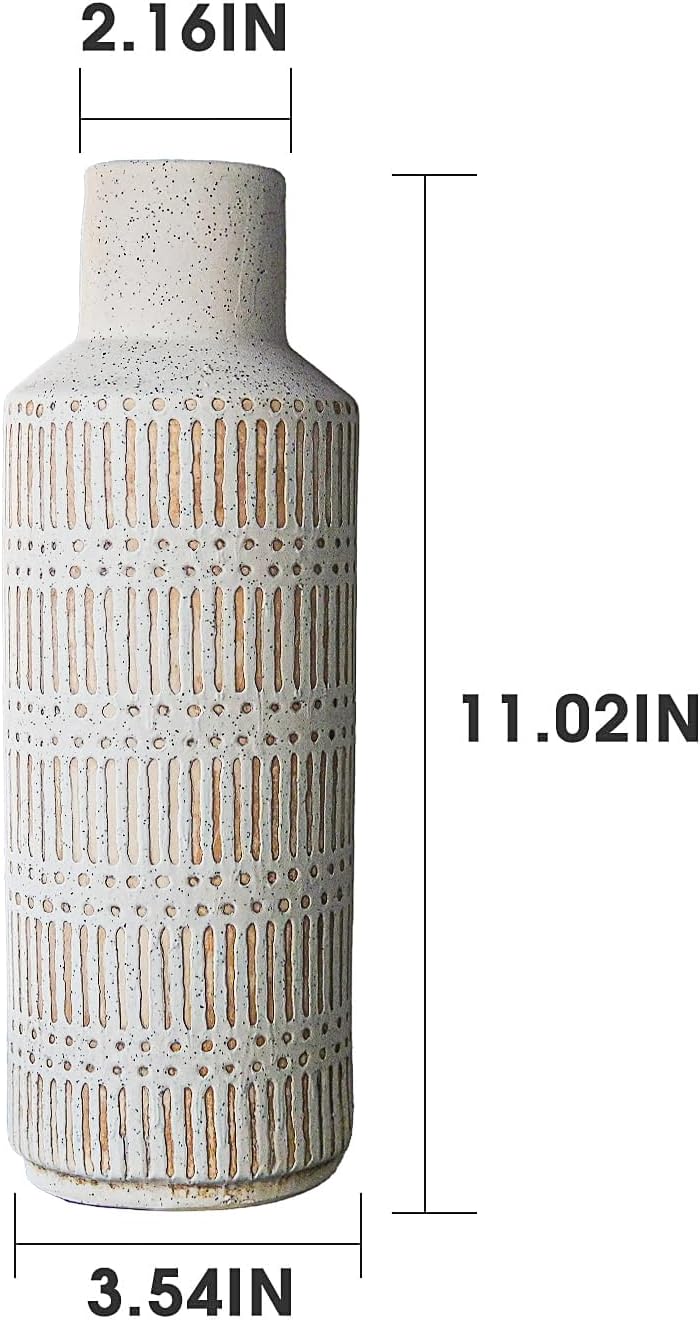 LIZOFER Rustic Ceramic Vase 1102 Inch Antique White