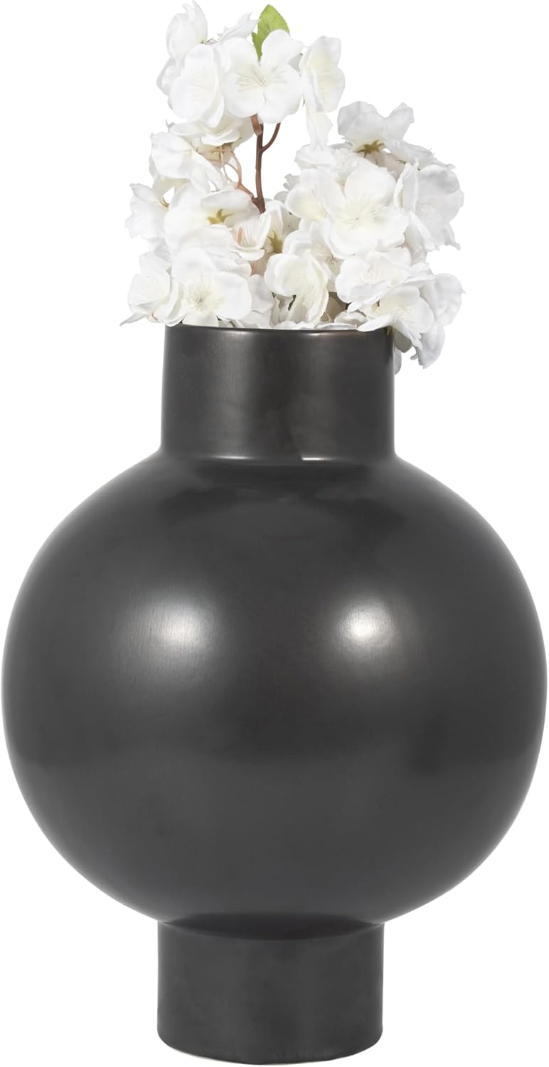 Sagebrook Home Modern Round Ceramic Vase 15 Black