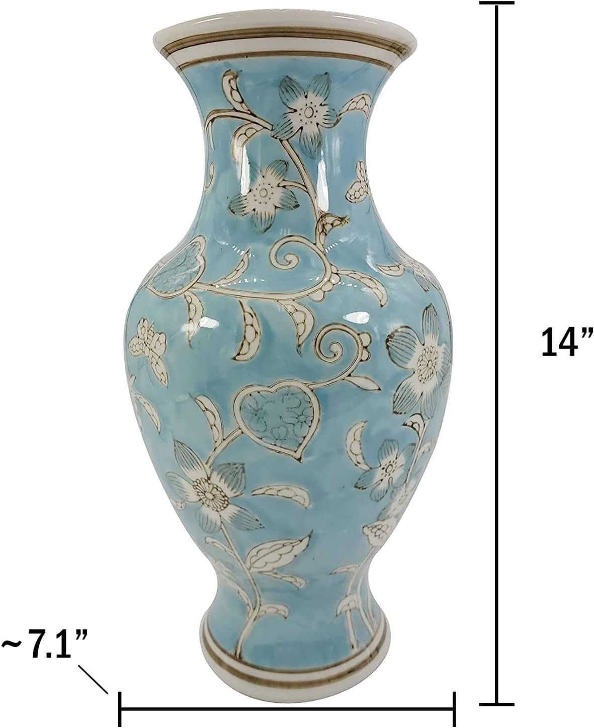 Galt International Chinoiserie Vase 14 Light Blue and White