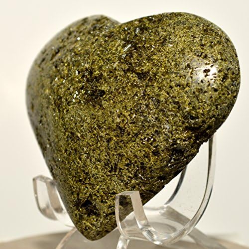 70mm Green Epidote Puffy Heart Mineral Stone - Peru