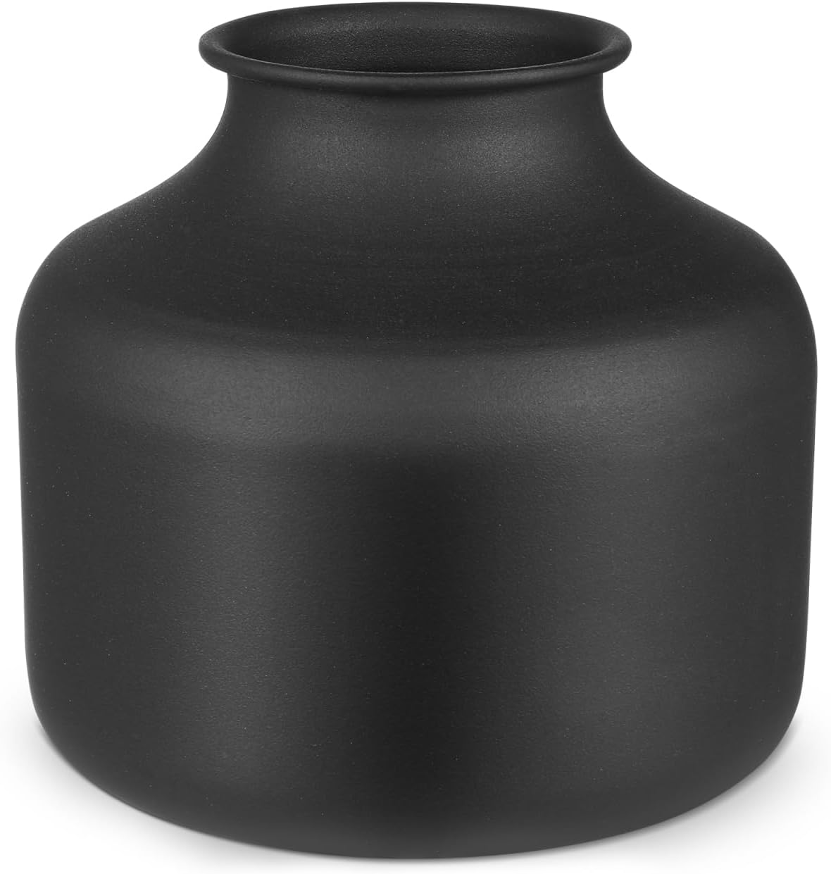 Happyyami Metal Matte Black Flower Vase Small