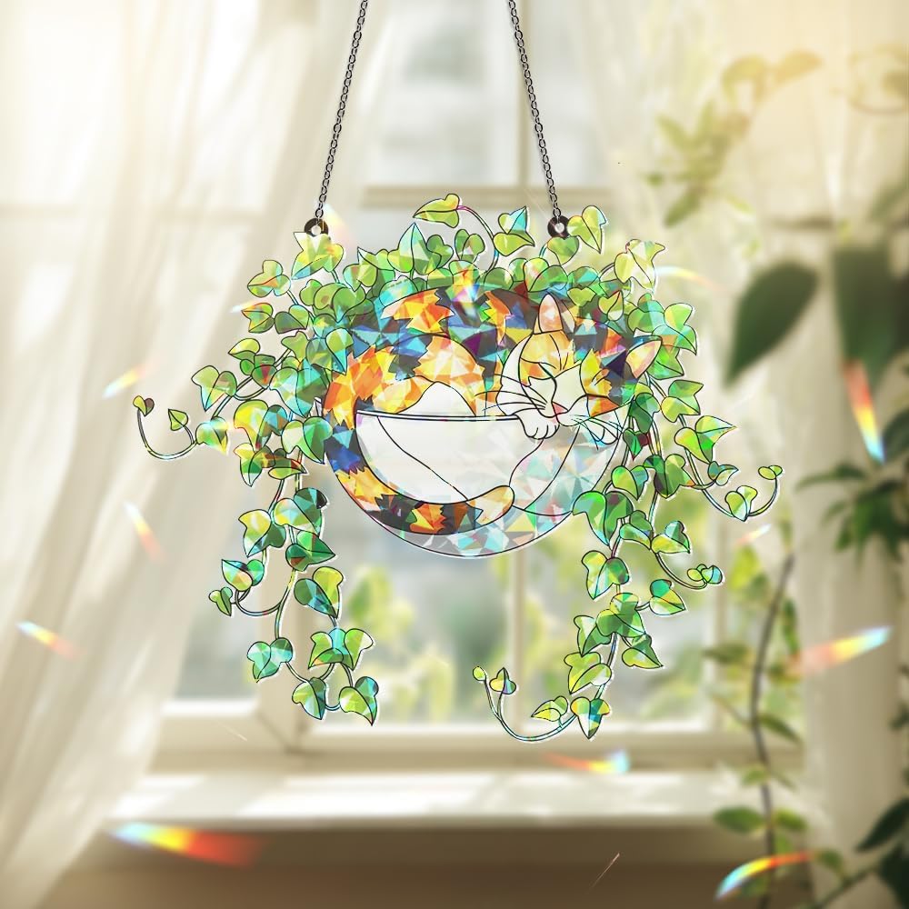 Whimsical Cat Hologram Hanging Ornament