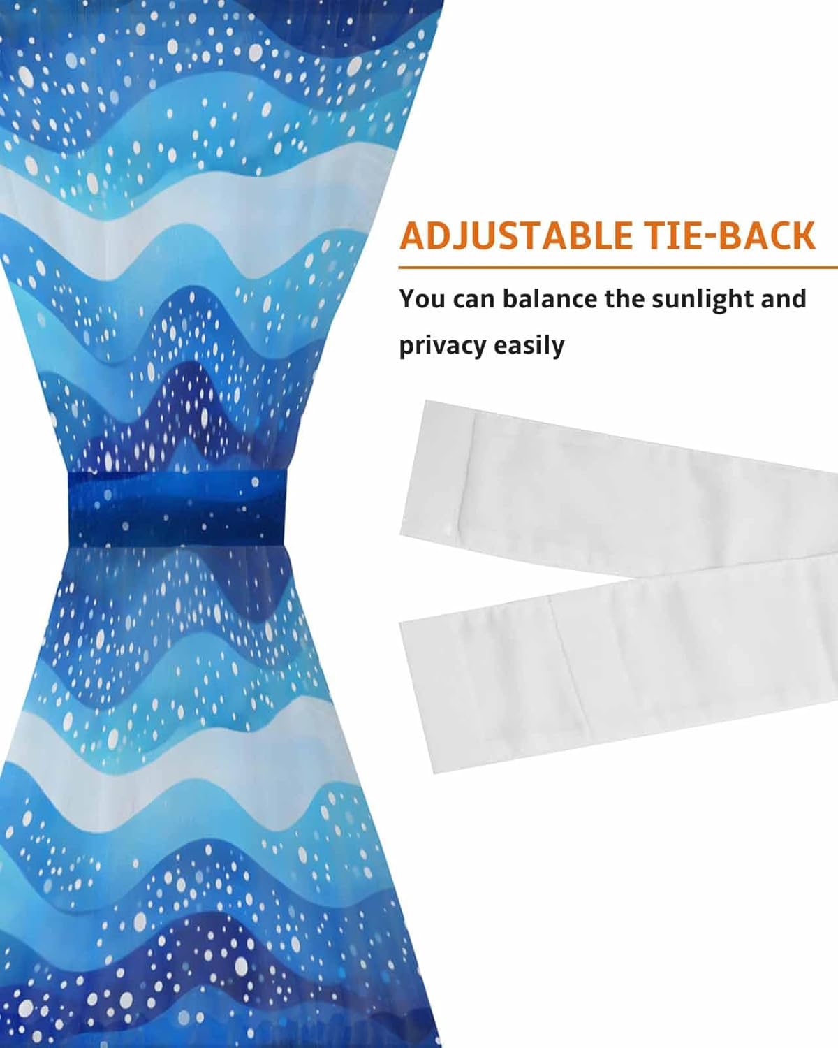 PANJINEXT Door Curtains Abstract Blue Gradient Wave Watercolor